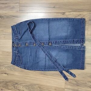 D. Jeans Blue Denim Button Up Skirt